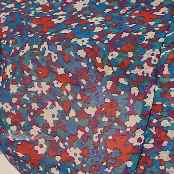 Blue Splatter Pattern Sheer Ruched Tank Top - Picture 3 of 5